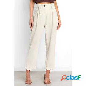 Womens Fashion Side Pockets Straight Full Length Pants