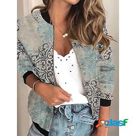 Womens Jacket Bomber Jacket Varsity Jacket Print Regular