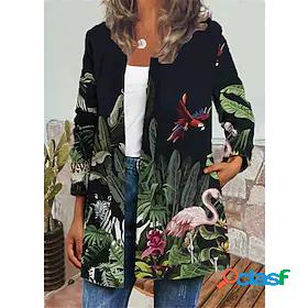 Womens Jacket Casual Jacket Print Regular Coat Green Black