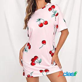 Womens Pajamas Nightgown Comfort Sweet Dot Cherry Polyester