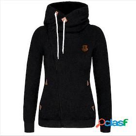 Womens Parka Hoodied Jacket Full Zip Regular Coat Black