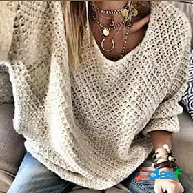 Womens Pullover Sweater Jumper Crochet Knit Knitted Crew