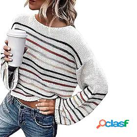 Womens Sweater Striped Knitted Stylish Long Sleeve Slim