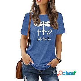 Womens T shirt Tee Basic Print Animals Letter T-shirt Sleeve