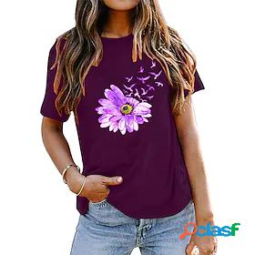Womens T shirt Tee Basic Print Basic Flower / Floral T-shirt