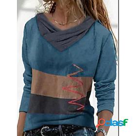 Womens T shirt Tee Color Block Geometric Abstract Casual