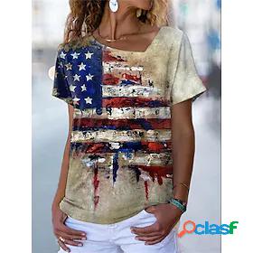 Womens T shirt Tee Flag Casual Daily Holiday Short Sleeve T