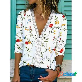 Womens T shirt Tee Flower Casual Daily Holiday Long Sleeve T