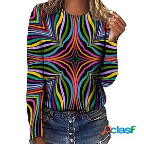 Womens T shirt Tee Geometric Casual 3D Printed Long Sleeve T