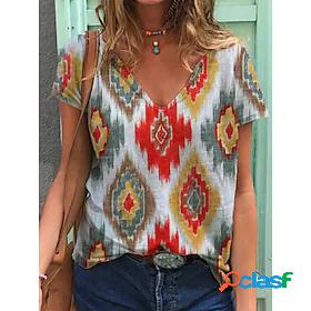 Womens T shirt Tee Geometric Casual Weekend Bohemian Theme
