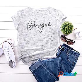 Womens T shirt Tee Graphic Patterned Letter Blessed Daily