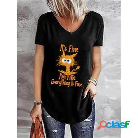 Womens T shirt Tee Letter Animal Casual Daily Short Sleeve T