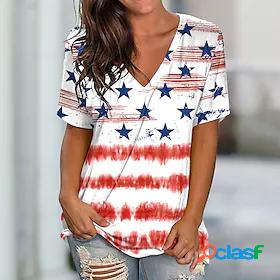 Women's T shirt Tee Stars and Stripes Casual Weekend