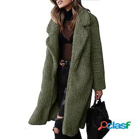 Womens Teddy Coat Sherpa jacket Fleece Jacket Fur Trim Long