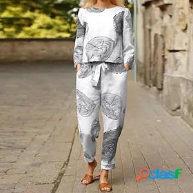 Womens Women Print Daily Casual Daily Two Piece Set Crew