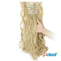 clip nelle estensioni dei capelli 7pcs 16 clip ricci