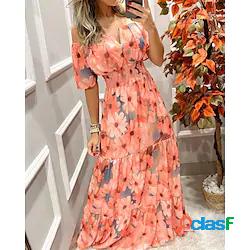 da donna vestito a trapezio maxi vestito lungo arancione