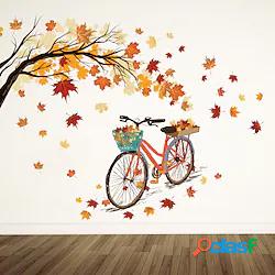foglie dacero autunnali foglie cadute rosse bicicletta