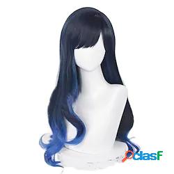 parrucca cosplay da donna shiraishi lunghi capelli blu neri