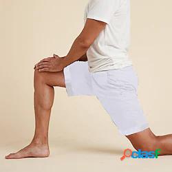 per uomo lino pantaloncini da yoga pantaloncini coulisse