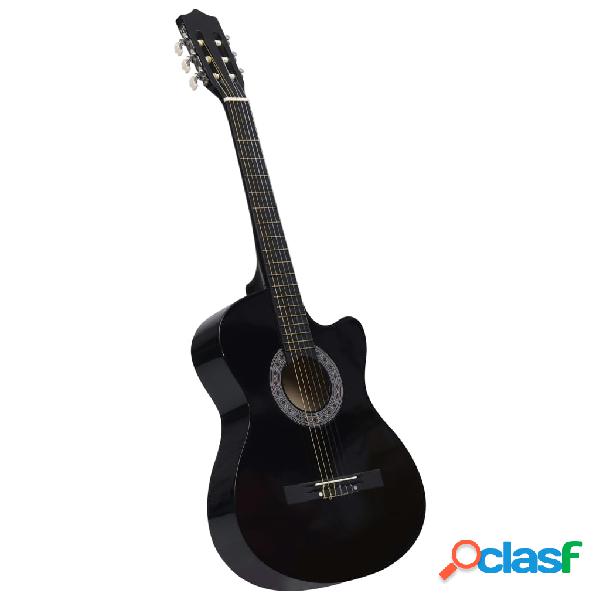 vidaXL Chitarra Classica Cutaway Western con 6 Corde Nera