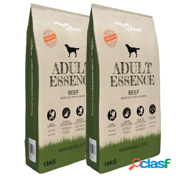 vidaXL Cibo Secco per Cani Premium Adult Essence Beef 2 pz