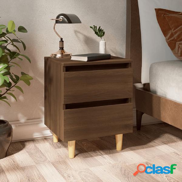 vidaXL Comodini Gambe in Legno Massello 2pz Rovere Marrone