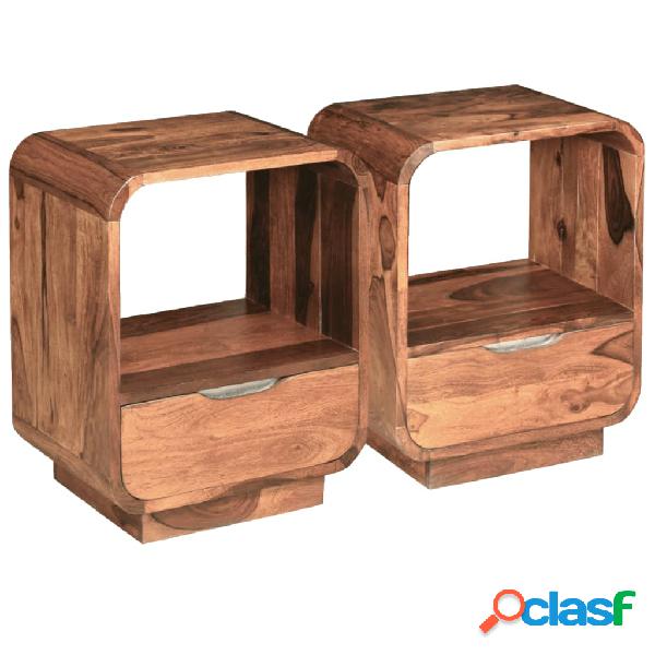vidaXL Comodino con Cassetto 2 pz Legno Massello Sheesham