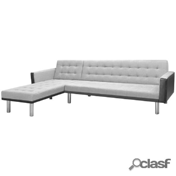 vidaXL Divano Letto ad Angolo Tessuto 218x155x69 cm Bianco e