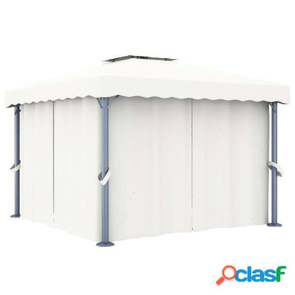vidaXL Gazebo con Tende 3x3 cm Bianco Crema Alluminio