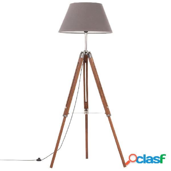 vidaXL Lampada a Treppiede Marrone e Grigio in Legno di Teak