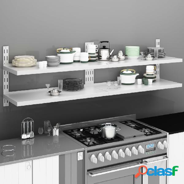 vidaXL Mensole Galleggianti a 2 Livelli 2 pz in Acciaio Inox