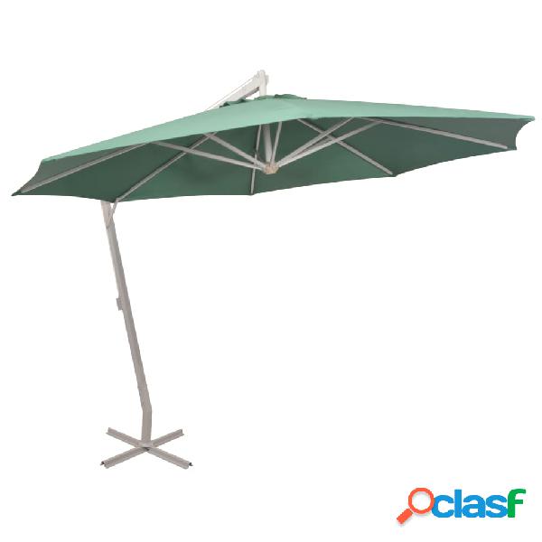 vidaXL Ombrellone Pensile 350 cm Verde Palo in Alluminio