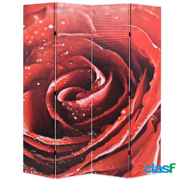 vidaXL Paravento Pieghevole 160x170 cm Stampa Rosa Rossa