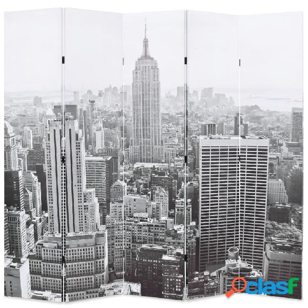 vidaXL Paravento Pieghevole 200x170 cm Stampa New York