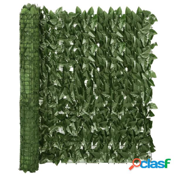 vidaXL Paravento da Balcone con Foglie Verde Scuro 600x100