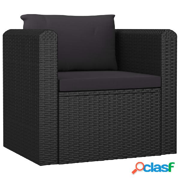 vidaXL Poltrona con Cuscini in Polyrattan Nero