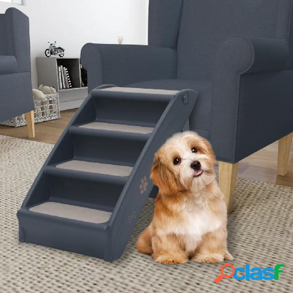 vidaXL Scala per Cani Pieghevole con 4 Gradini Grigio Scuro