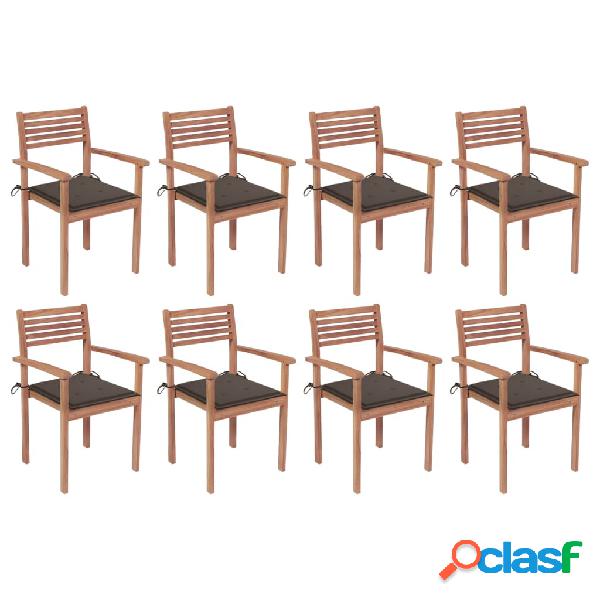 vidaXL Sedie da Giardino Impilabili 8 pz con Cuscini