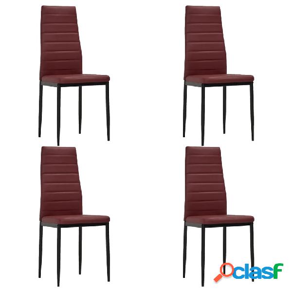 vidaXL Sedie da Pranzo 4 pz Rosso Bordò in Similpelle