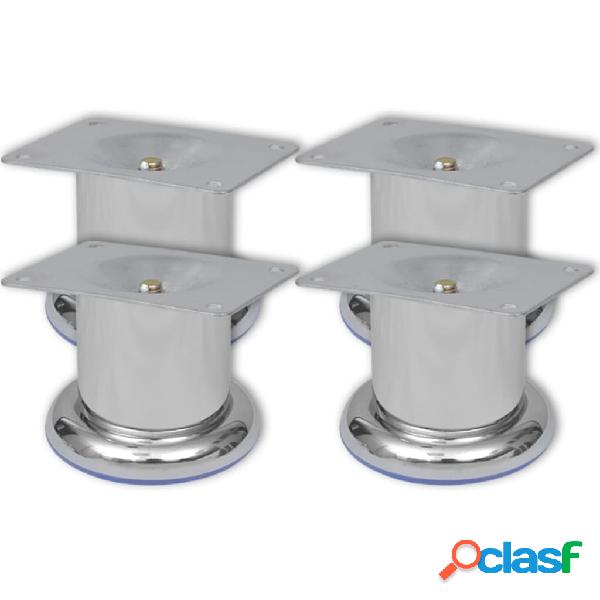 vidaXL Set 4 gambe rotonde per sofa cromate 60 mm