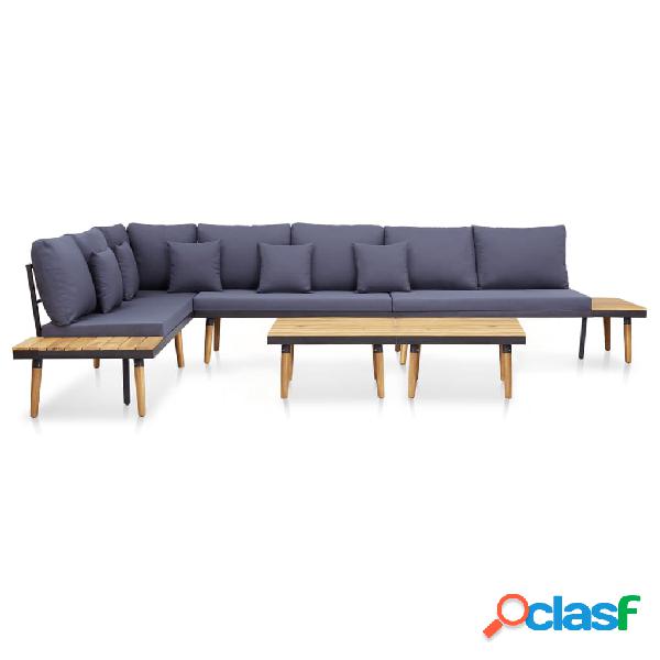 vidaXL Set Divani da Giardino 7 Posti con Cuscini Legno
