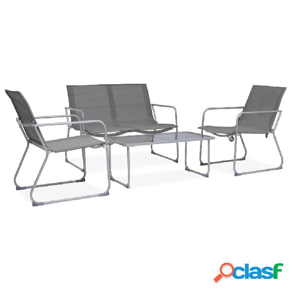 vidaXL Set Divano da Giardino 4 pz in Tessuto e Acciaio