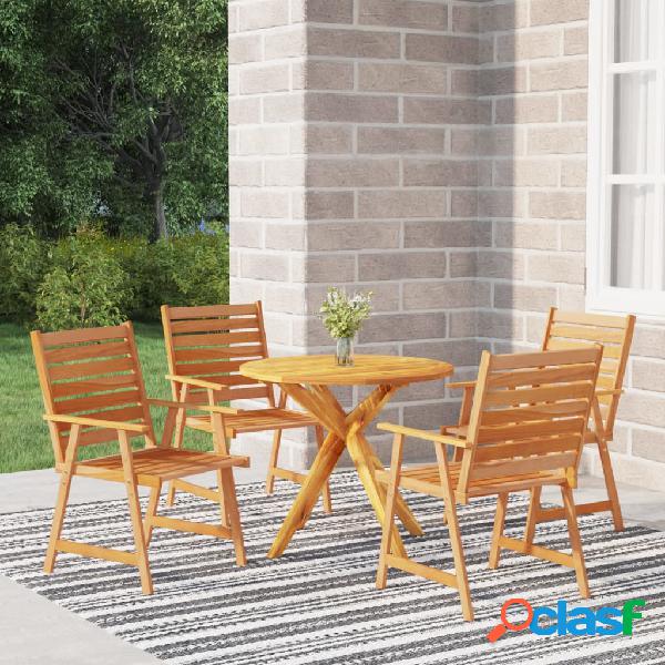 vidaXL Set Mobili da Pranzo per Giardino 5 pz Legno Massello