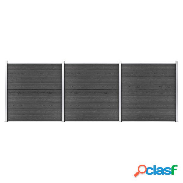 vidaXL Set Pannelli di Recinzione in WPC 526x186 cm Nero