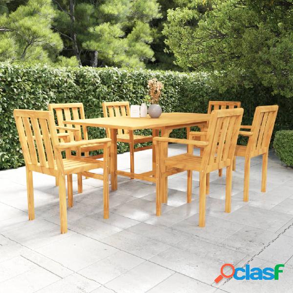 vidaXL Set da Pranzo da Giardino 7 pz in Legno Massello di