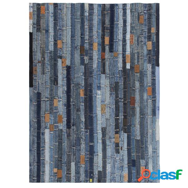 vidaXL Tappeto Patchwork Girovita Jeans 80x150 cm Blu Denim