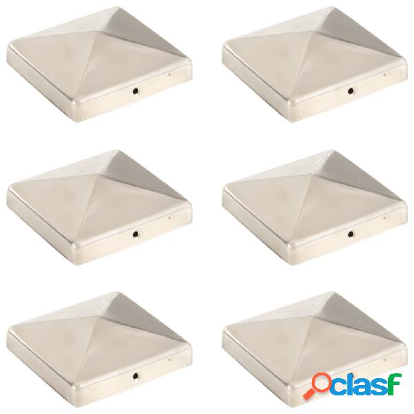 vidaXL Tappi per Pali a Piramide 6 pz in Acciaio Inox