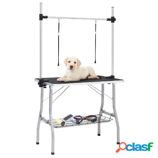 vidaXL Tavolo Toelettatura per Cani Regolabile con 2 Anelli