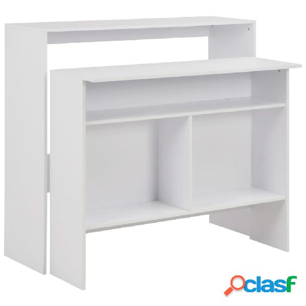 vidaXL Tavolo da Bar a 2 Livelli Bianco 130x40x120